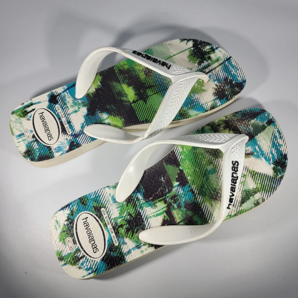 Havaianas 9/10 Mens Surf Flip Flops Sandals Shoes Photoprint Surfer White